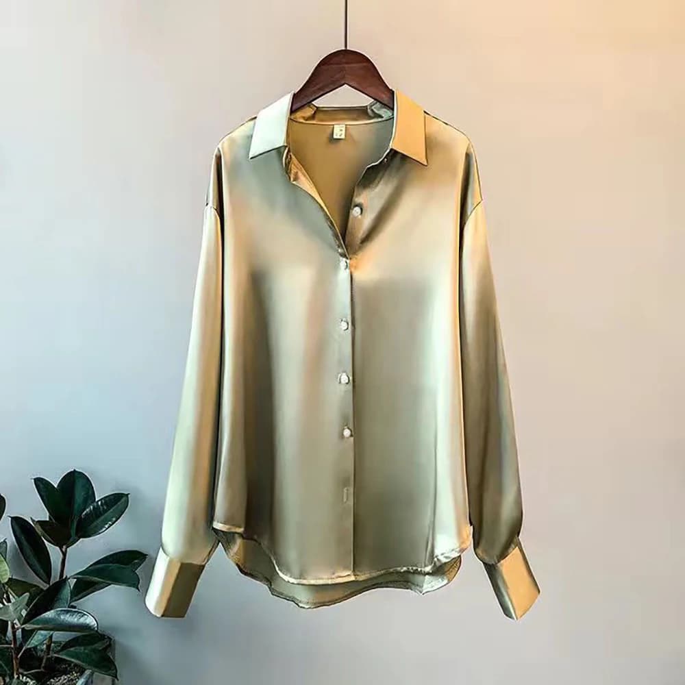 قمصان وبلوزات صيفية وشتوية أنيقة للنساء بأكمام طويلة وأزرار