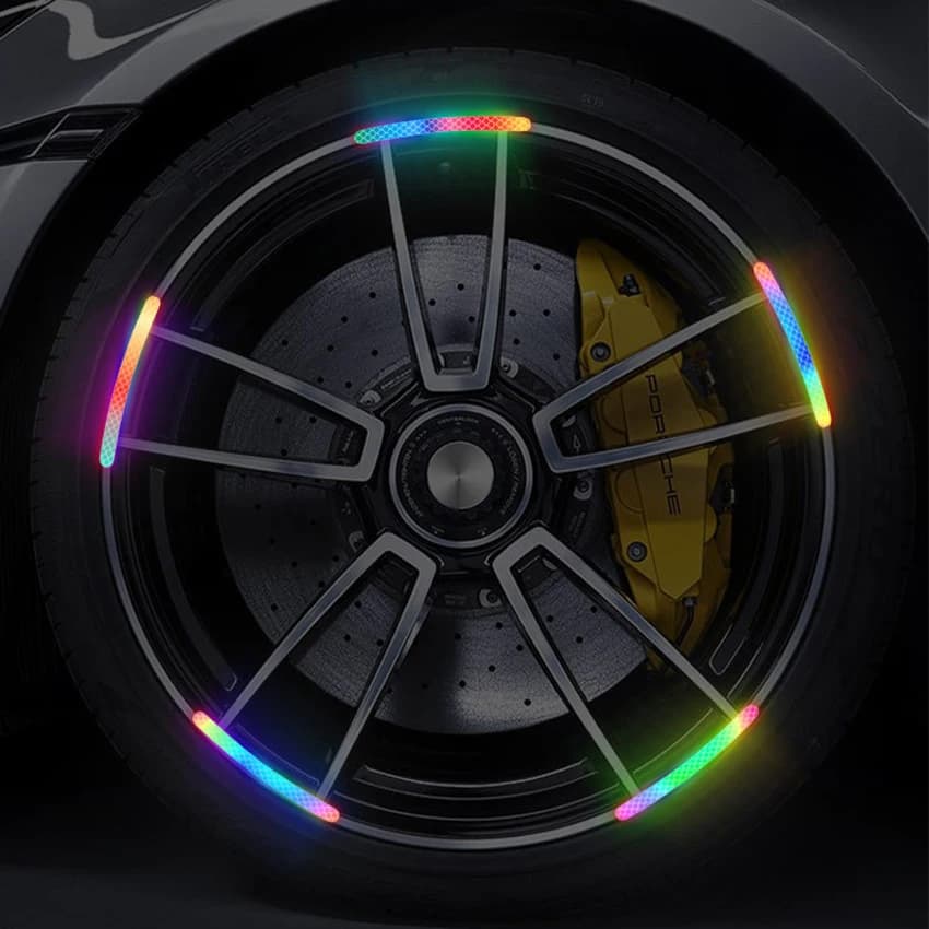 For Reflective Safety Warning Stickers On Car Motorcycle Bicycle Wheel Hubs Seven Color Laser Car Decoration Accessories 20PCS - 2