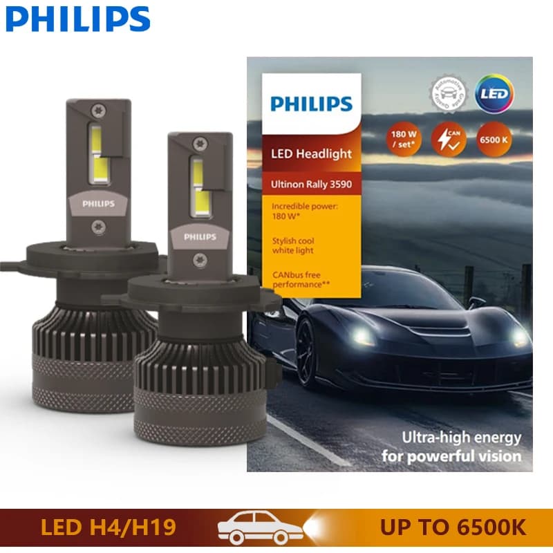 فيليبس ألتنيون رالي H4/H19 مصباح LED أمامي للسيارة 180 واط 15000 لومن طاقة عالية 6500 كلفن أبيض بارد إضاءة عالية اللومن والوات LUM11342U3590X2