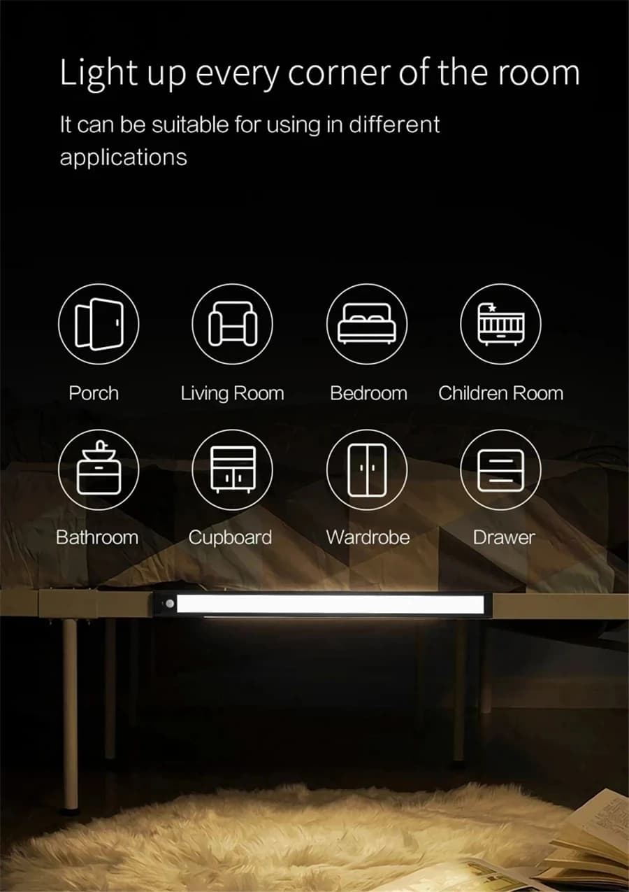 إضاءة حائط YEELIGHT مع مستشعر حركة LED شريط إضاءة ذكي يعمل بالاستشعار 20 سم/40 سم قابل لإعادة الشحن عبر USB لإضاءة الخزانة والممرات - 5
