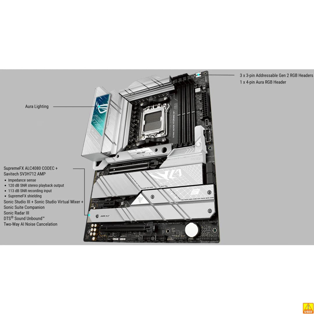 لوحة أم ASUS ROG STRIX X670E-A GAMING WIFI بمقبس AM5 ومعالج DDR5 بسرعة 8000+(OC) وشريحة X670 ولوحة رئيسية ATX - 4