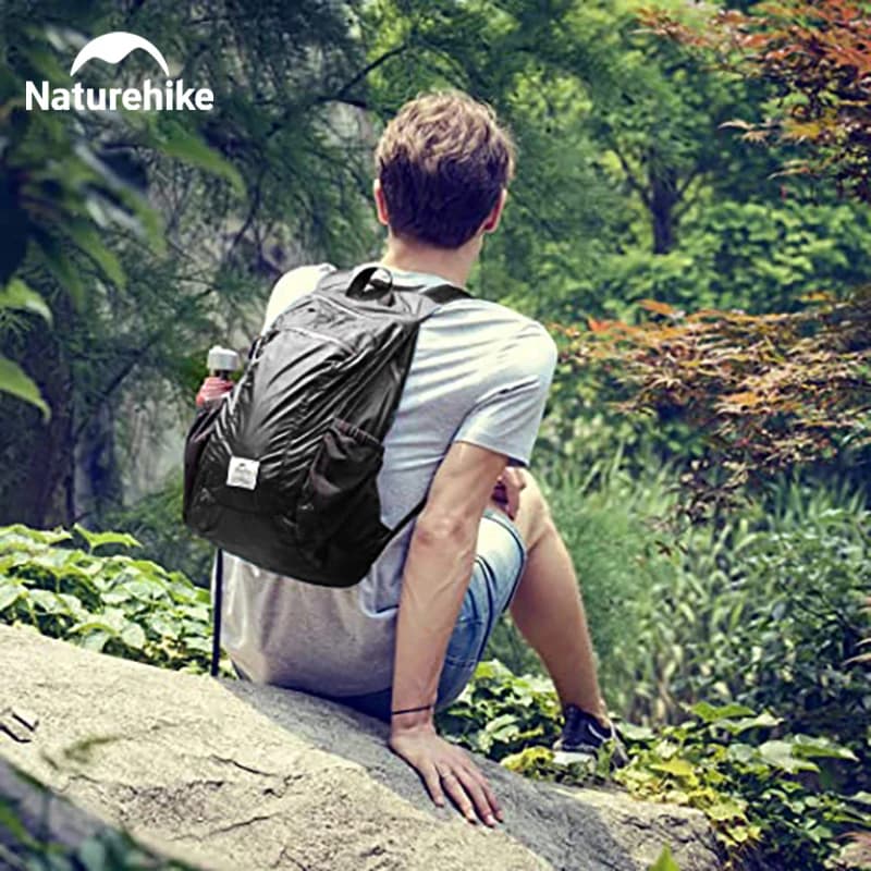 حقيبة ظهر تخييم Naturehike سعة 18 لتر محمولة خفيفة الوزن مقاومة للماء من النايلون للرجال قابلة للطي للرياضات الخارجية والسفر والمشي لمسافات طويلة - 6