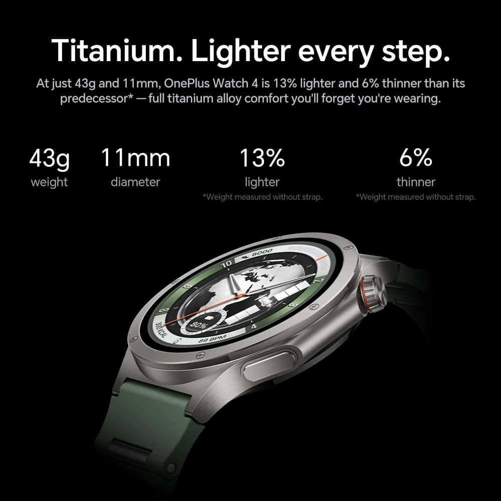 ساعة ون بلس واتش 4 الذكية، إصدار عالمي، شاشة AMOLED 1.50 بوصة، معالج Snapdragon W5، بطارية تدوم حتى 16 يومًا، نظام Wear OS - 6
