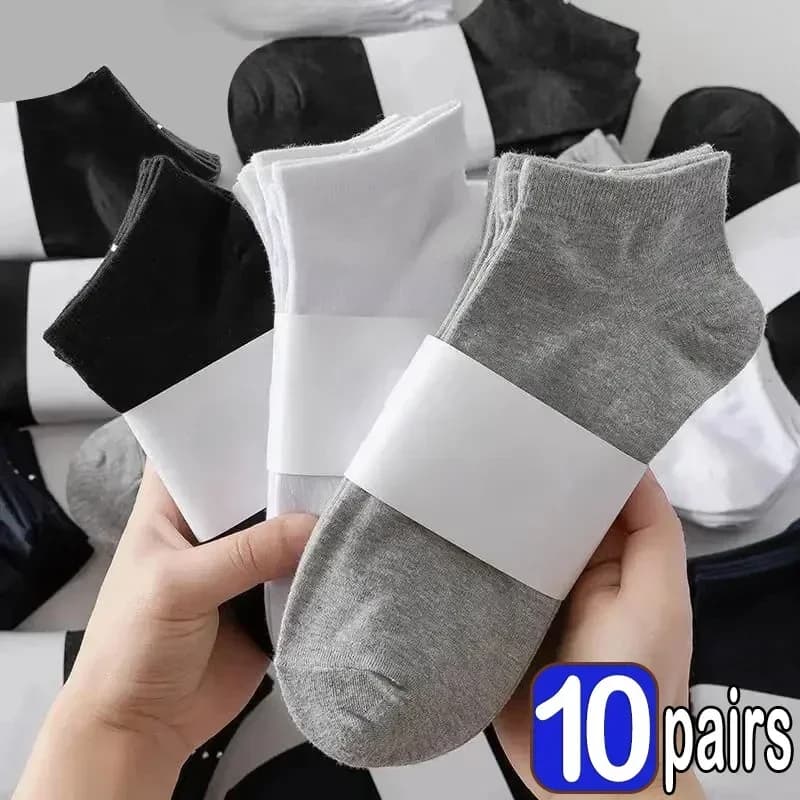 جوارب قصيرة رجالية جوارب رياضية قطنية قابلة للتنفس غير مرئية رمادي أبيض أسود لون سادة جوارب كاحل رجالية جوارب نسائية رجالية 10/5 قطع