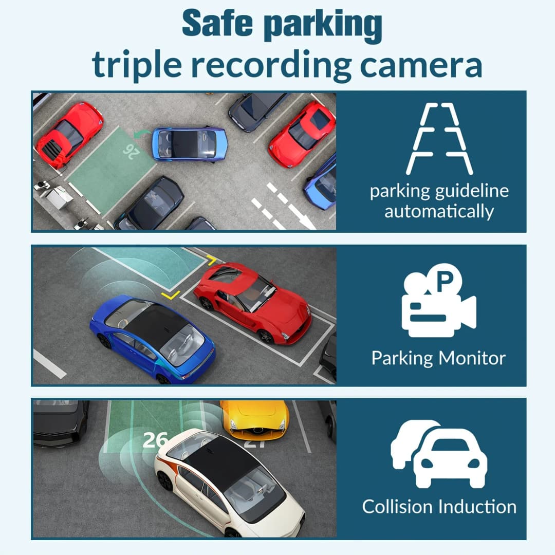 3 Channel Dash Cam for Cars Camera Black Box 3Ch/2Ch 1080P Video Recorder Rear View Camera for Vehicle Car DVR car accessories - 6