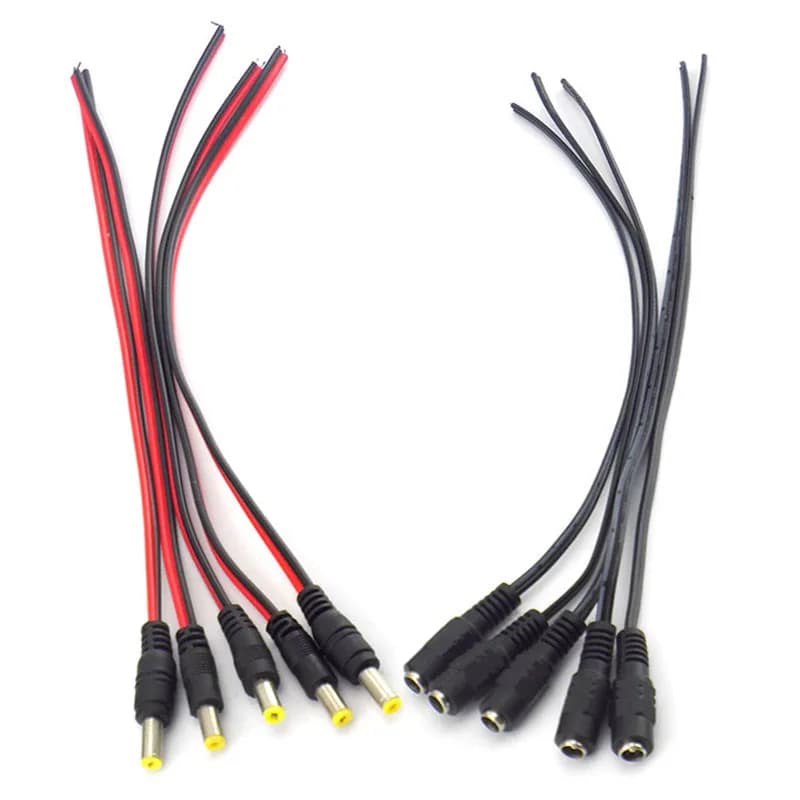 موصلات تمديد 12V DC ذكر أنثى جاك كابل محول قابس إمداد طاقة 5.5x2.1mm شريط LED ضوء كاميرا CCTV بطول 26 سم