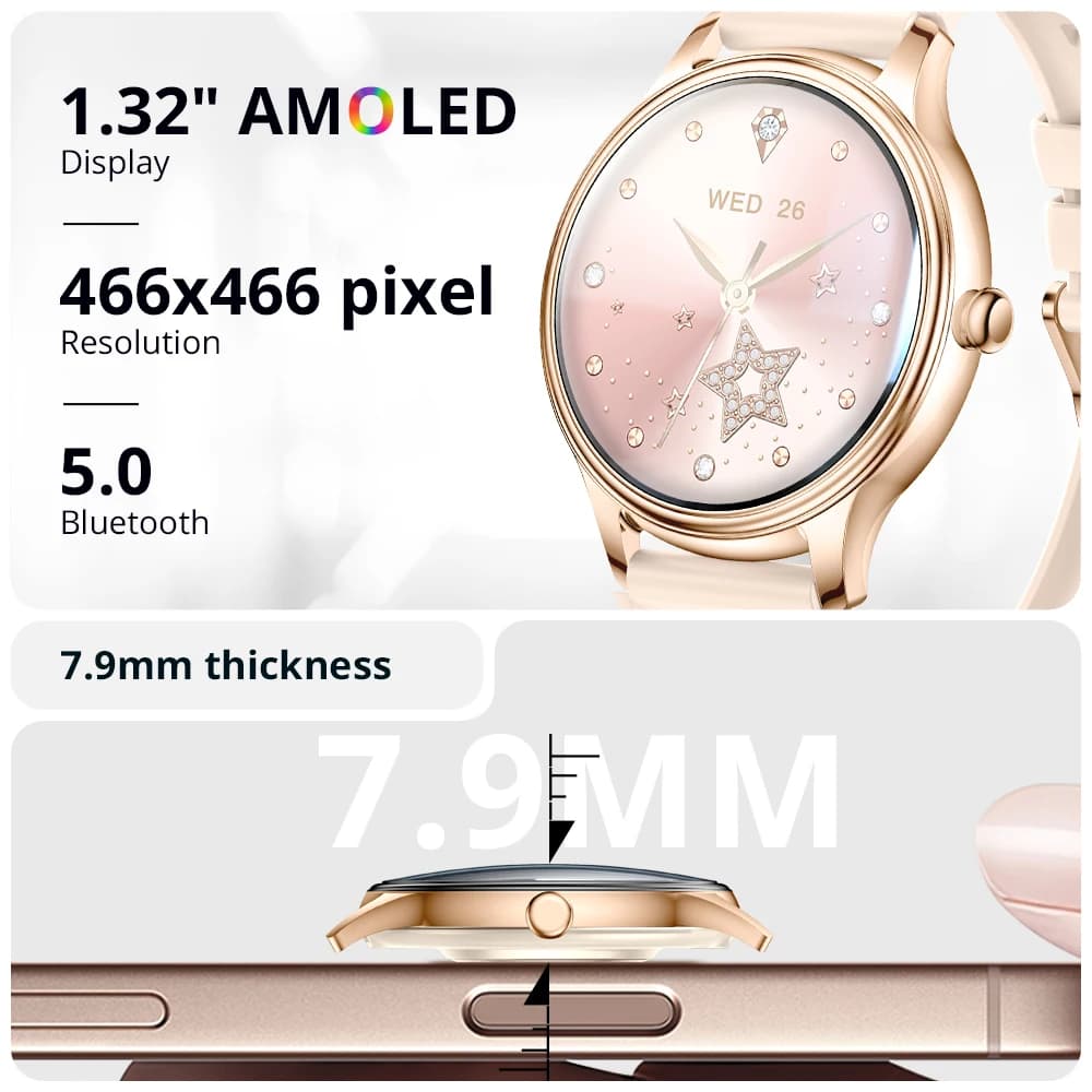 ساعة COLMI L28 Air الذكية فائقة النحافة الجديدة بشاشة AMOLED مقاس 1.32 بوصة، وإدارة صحة المرأة، ساعة ذكية أنيقة لهواتف iOS - 2