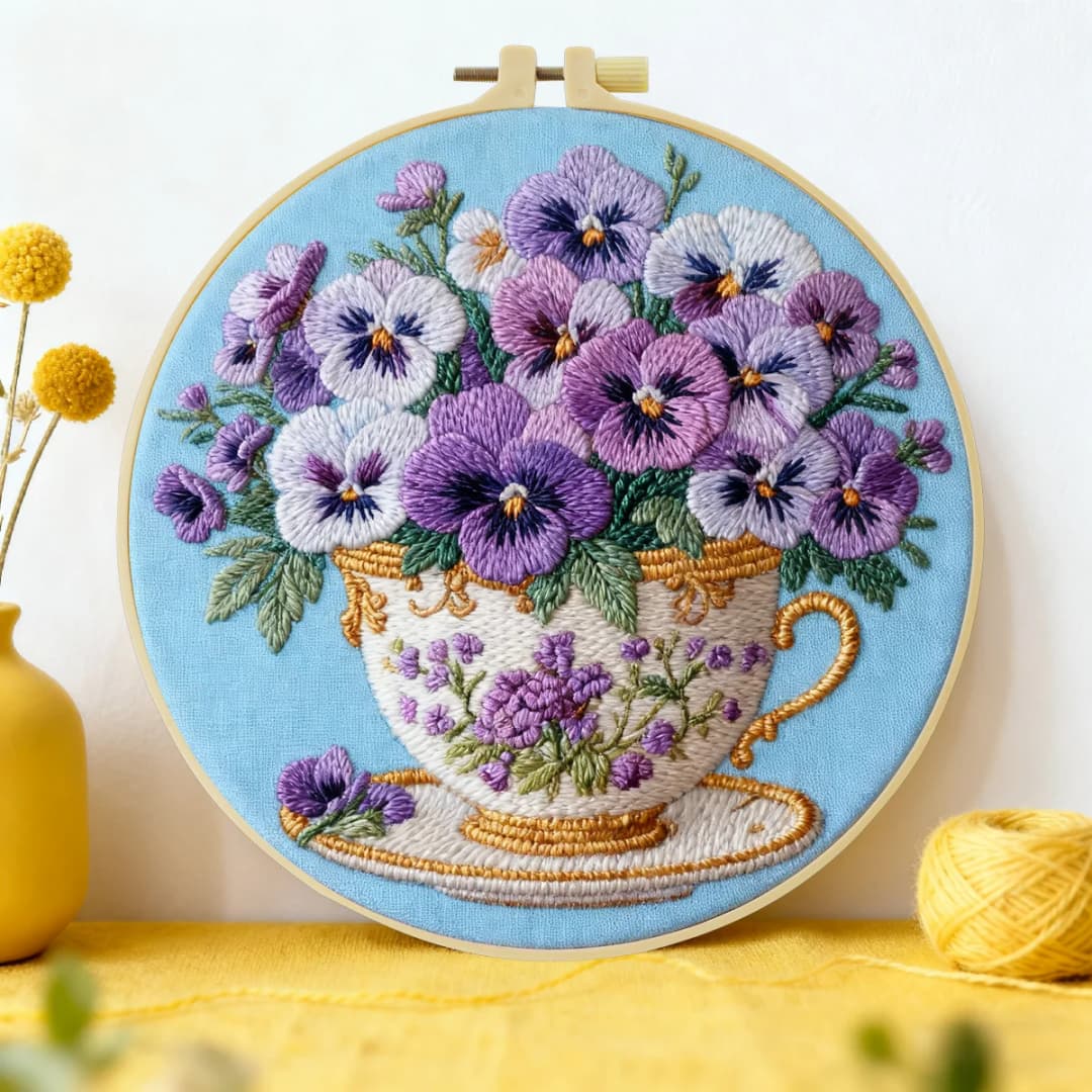 قطعة واحدة 20X20 سم/15X15 سم 7.87/6.3 بوصة مجموعة بدء التطريز بالزهور مجموعة يدوية مجموعة تطريز يدوي فنون الإبرة ديكور منزلي