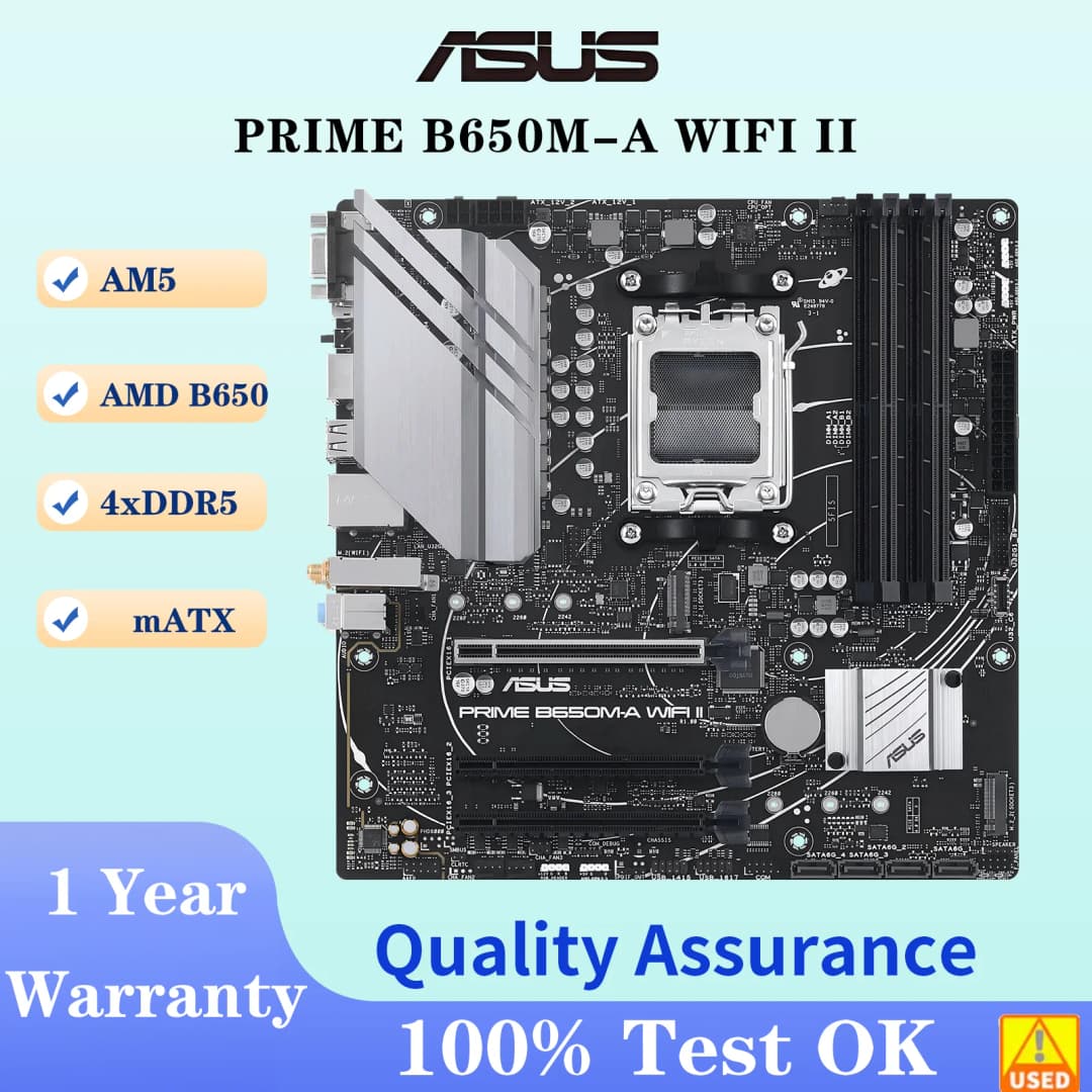 ASUS PRIME B650M-A WIFI II لوحة أم سوكت AM5 معالج DDR5 7600+(O.C) ذاكرة شريحة B650 mATX