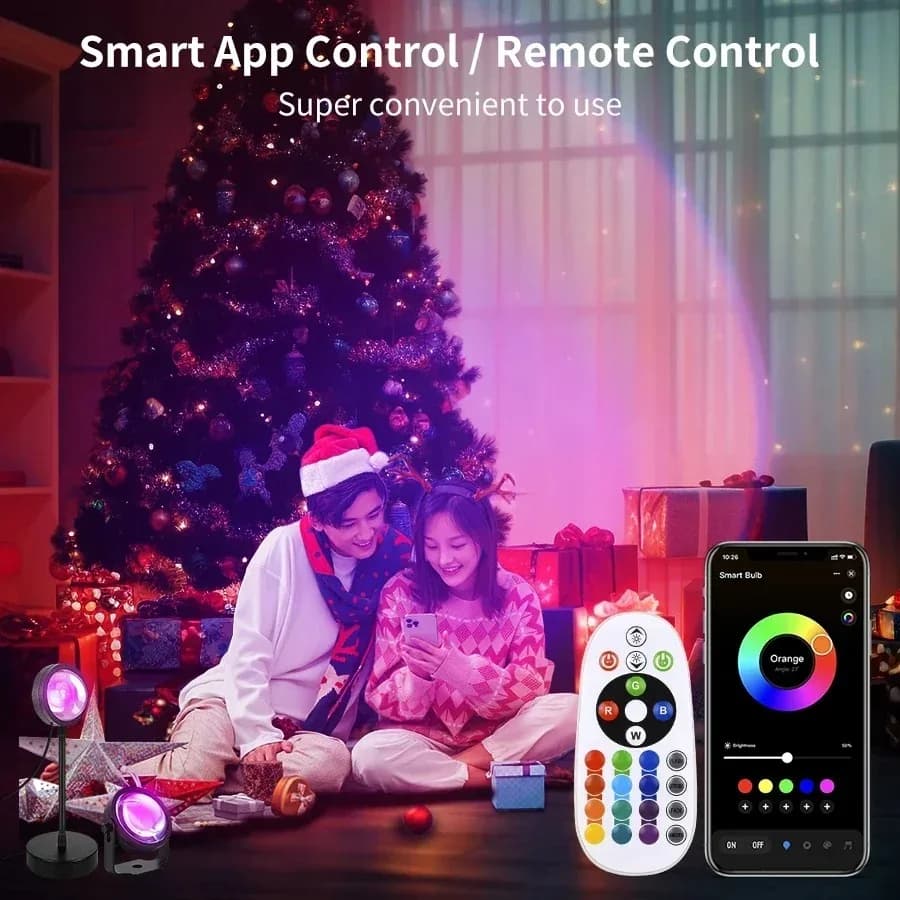 Tuya Smart Led Sunset Projector Lamp Smart Life App IR التحكم عن بعد RGB جو الأضواء ضوء الليل للتصوير الفوتوغرافي للحفلات - 3