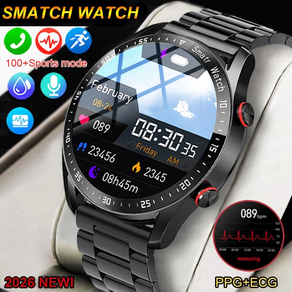 ساعة GT الذكية الجديدة 2024 - شاشة HD، بلوتوث، GPS، مراقبة معدل ضربات القلب، مقاومة للماء IP68، للرجال والنساء