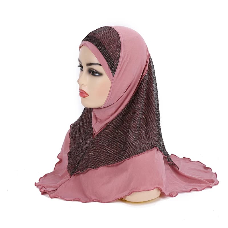 حجاب صلاة للبالغين أو الفتيات الكبيرات مقاس متوسط 70*60 سم، حجاب مسلم، وشاح حجاب إسلامي، قبعة، غطاء رأس أميرة - 2
