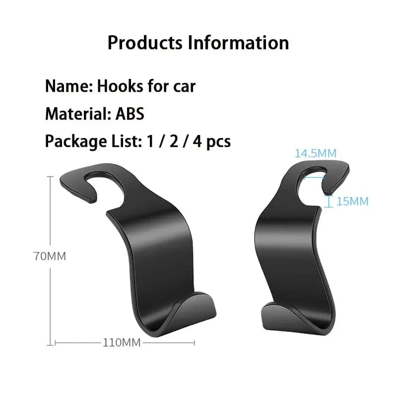 1 Pc Universial Car Storage Hooks Headrest Hooks Car Seat Hanger Hook Organizer Plastic Storage Holder For Handbag Purse - 4