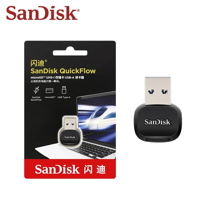 قارئ بطاقات SanDisk USB 3.2 Micro SD، قارئ بطاقات ذاكرة فلاش TF صغير بسرعة تصل إلى 250 ميجابت/ثانية