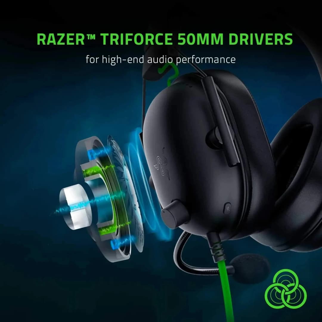 سماعة رأس سلكية Razer-BlackShark V2 X ، سماعة رأس Esports ، إلغاء ضوضاء سلبي متقدم ، صوت محيطي ، ميكروفون قلبي شديد الوضوح - 2