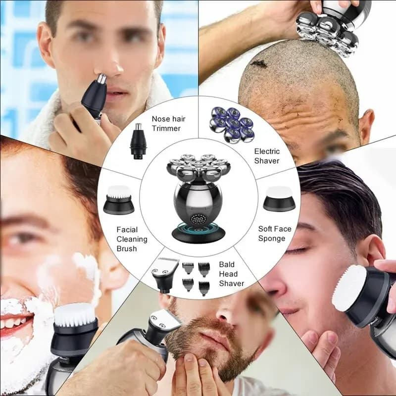 ماكينة حلاقة كهربائية 7D رأس عائم قاعدة شحن محمولة ماكينة تشذيب لحية للرجال ماكينة حلاقة رأس مائية مقاومة للماء - 6