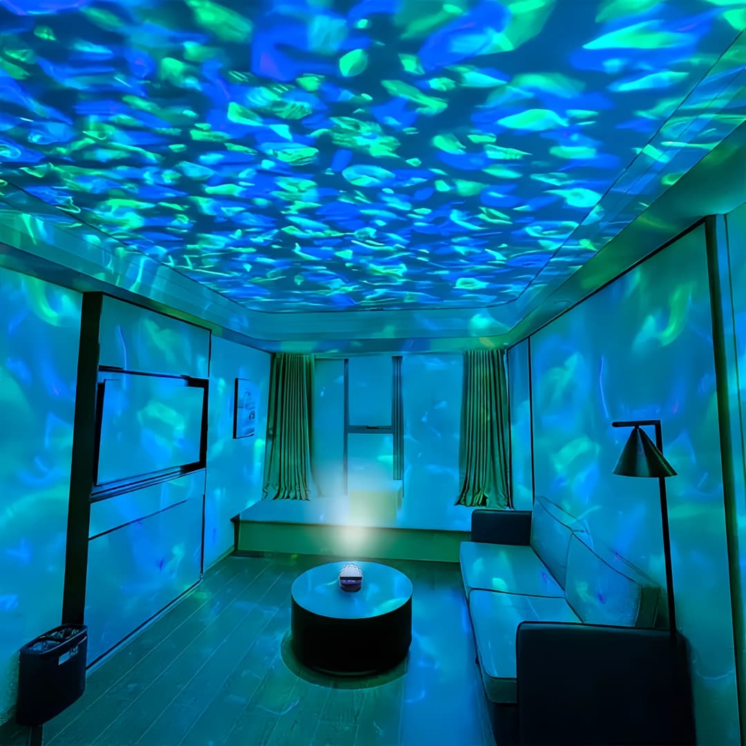 1pc Vibrant Water Ripple LED Projection Light,Remote Control,USB-Powered,RGB Atmosphere Projector for Bedroom,Home Theater Decor - 3
