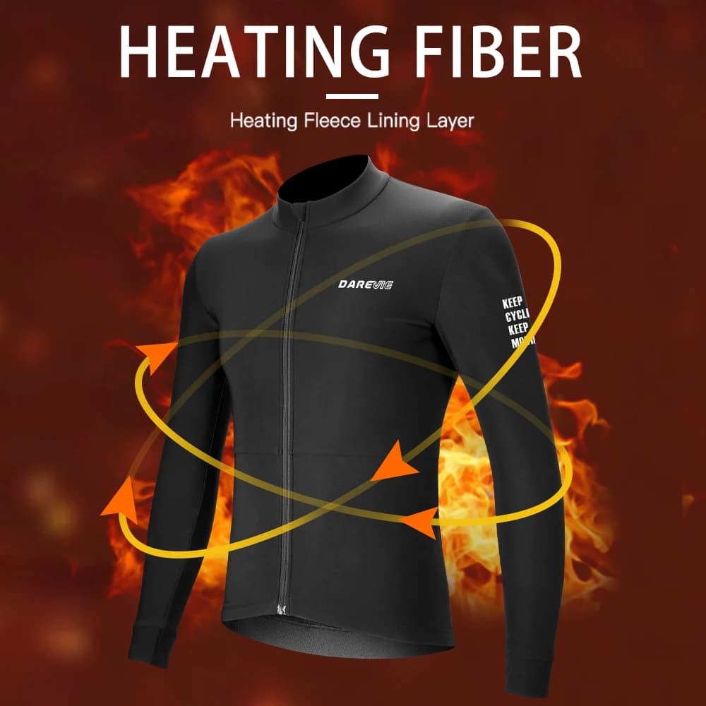 DAREVIE Cycling Jersey Winter Thermal Fleece Cycling Jersey Men Long Sleeve Hot Warm Soft Brushed Breathable Bicycle Clothing - 5