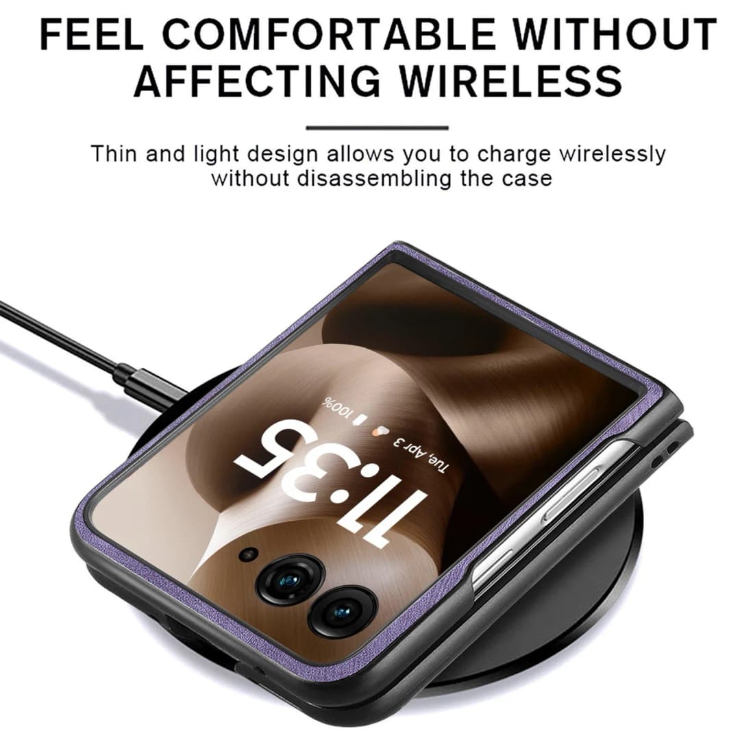 Motorola Razr 60 50 40 Ultra Retro Leather Phone Case - Shockproof Fall Prevention Cover for Moto Razr 60 50 40 Models - 3