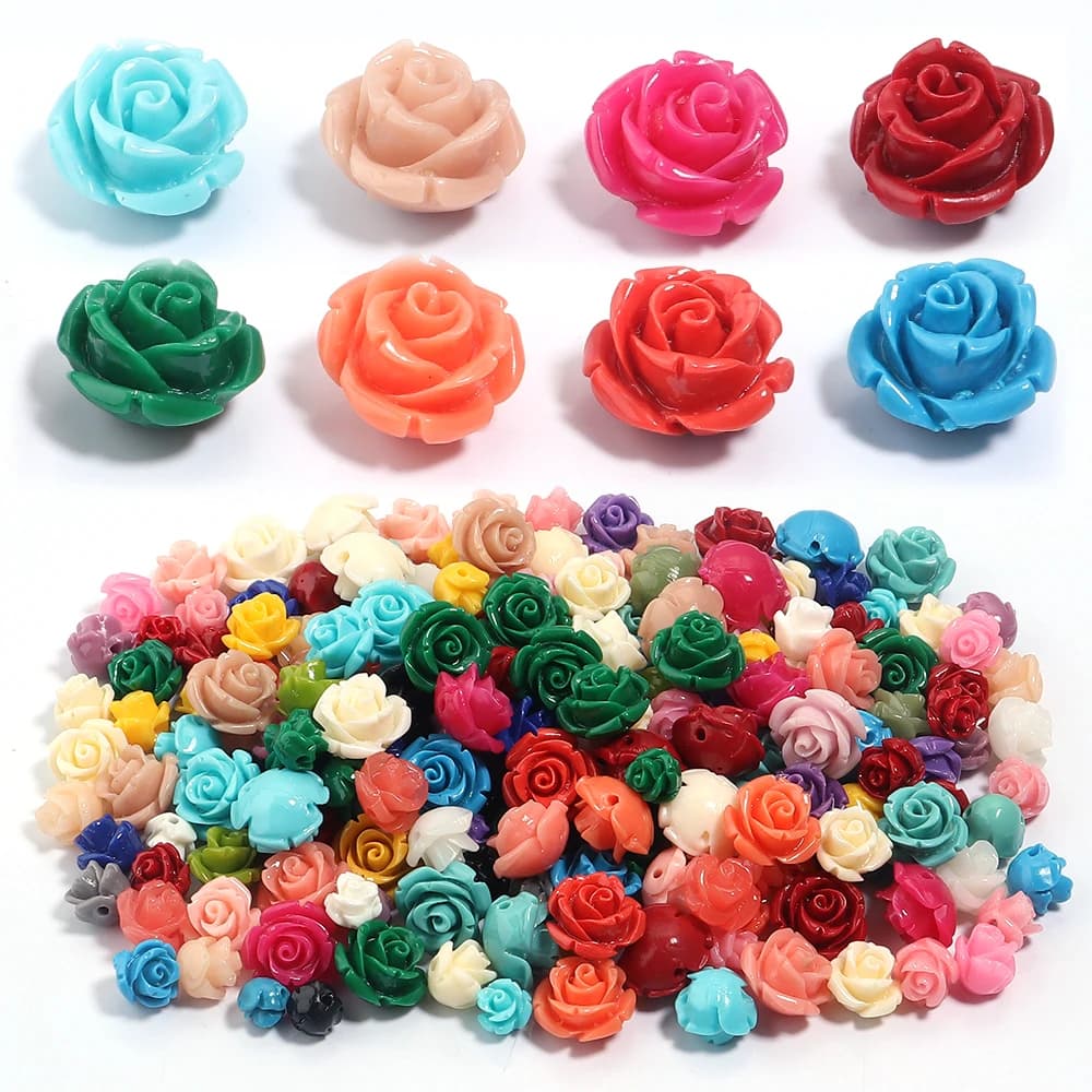 1 Strand 6 8 10 12 15mm Rose Camelia Flower Beads Artificial Coral Beads For Jewelry Making DIY Bracelet Neckalce Accessoires - 2