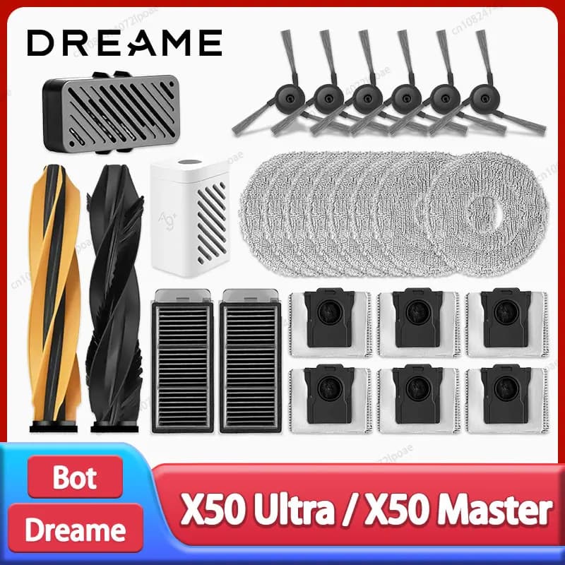 إكسسوارات مكنسة كهربائية دريم X50 ألترا / X50 ماستر / X50 ألترا كاملة فرشاة جانبية رئيسية فلتر HEPA مناديل تنظيف كيس غبار