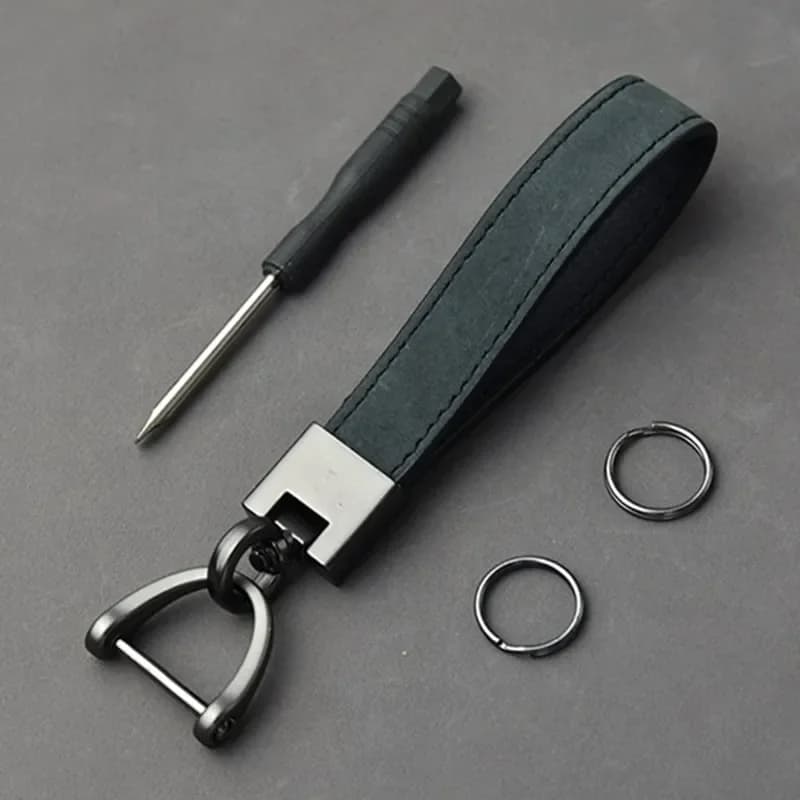 Car Key Chain Luxury Genuine Leather Keychain Pure Color Buckle Key Ring Car Accessories Gift Car Keychain - 6