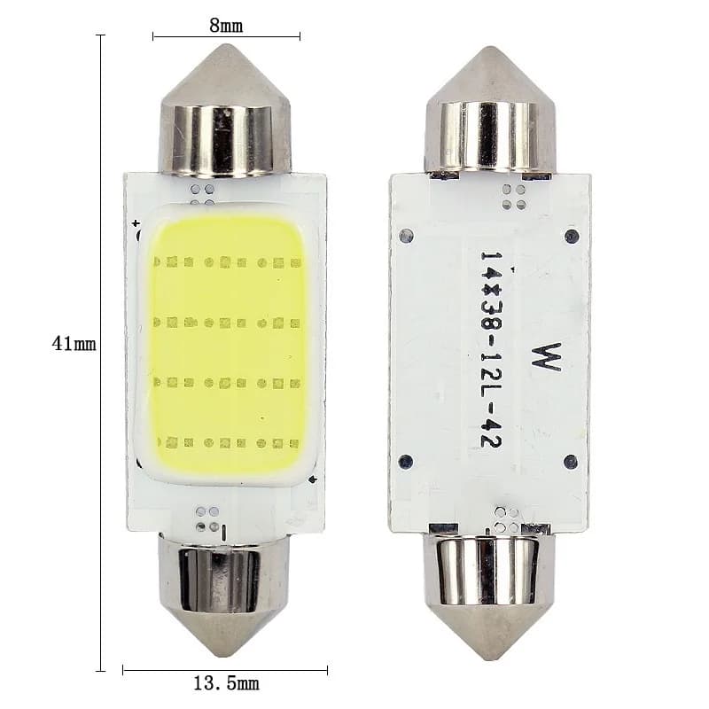 1x مصابيح LED COB C10W C5W بأحجام 31mm و36mm و39mm و41/42mm، 12V، بيضاء للسيارات، إضاءة لوحة الترخيص والداخلية والقراءة 6500K، 12SMD - 5