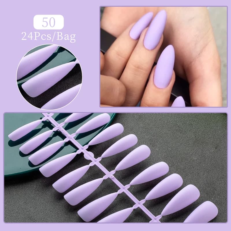 24 نصائح/مجموعة أظافر صناعية نصائح اضغط على تصميم الأظافر يمكن ارتداؤها غطاء كامل اللوز نعش مسمار الفن متجمد نصائح لأداة تمديد الأظافر - 4