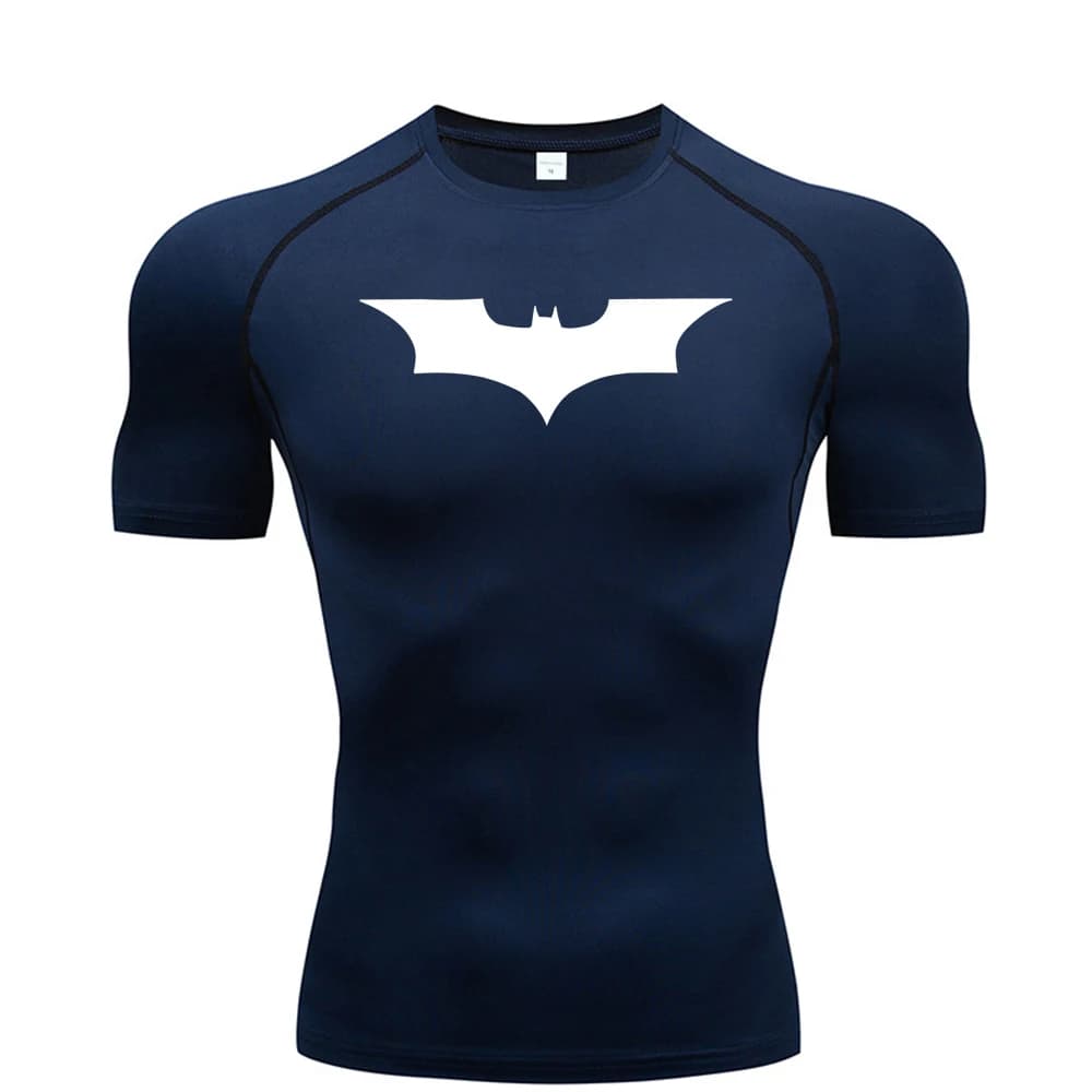 Bat Printed Men's Tight T-Shirt Running Compression Compression T Shirt Gym Fitness Jogging Short Sleeve Male Casual Shirt Tops - 4