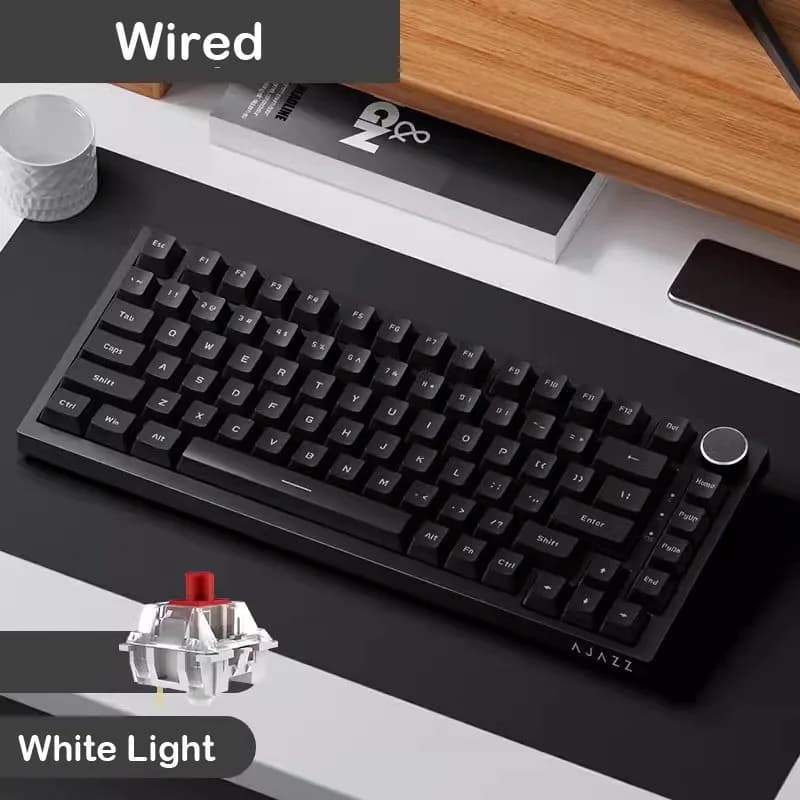 Ajazz AK820/AK820Pro لوحة مفاتيح ميكانيكية للألعاب بلوتوث 5.1/لوحة مفاتيح مخصصة لاسلكية/C-سلكية مع مقبض حشية قابلة للتبديل السريع - 2