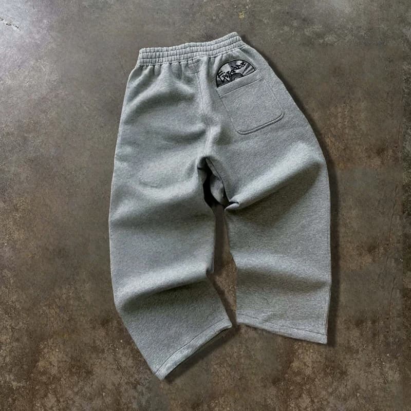 من المألوف نمط الشارع المطرزة Sweatpants الخريف الشتاء عارضة السراويل تنوعا شخصية زوجين عموم - 3