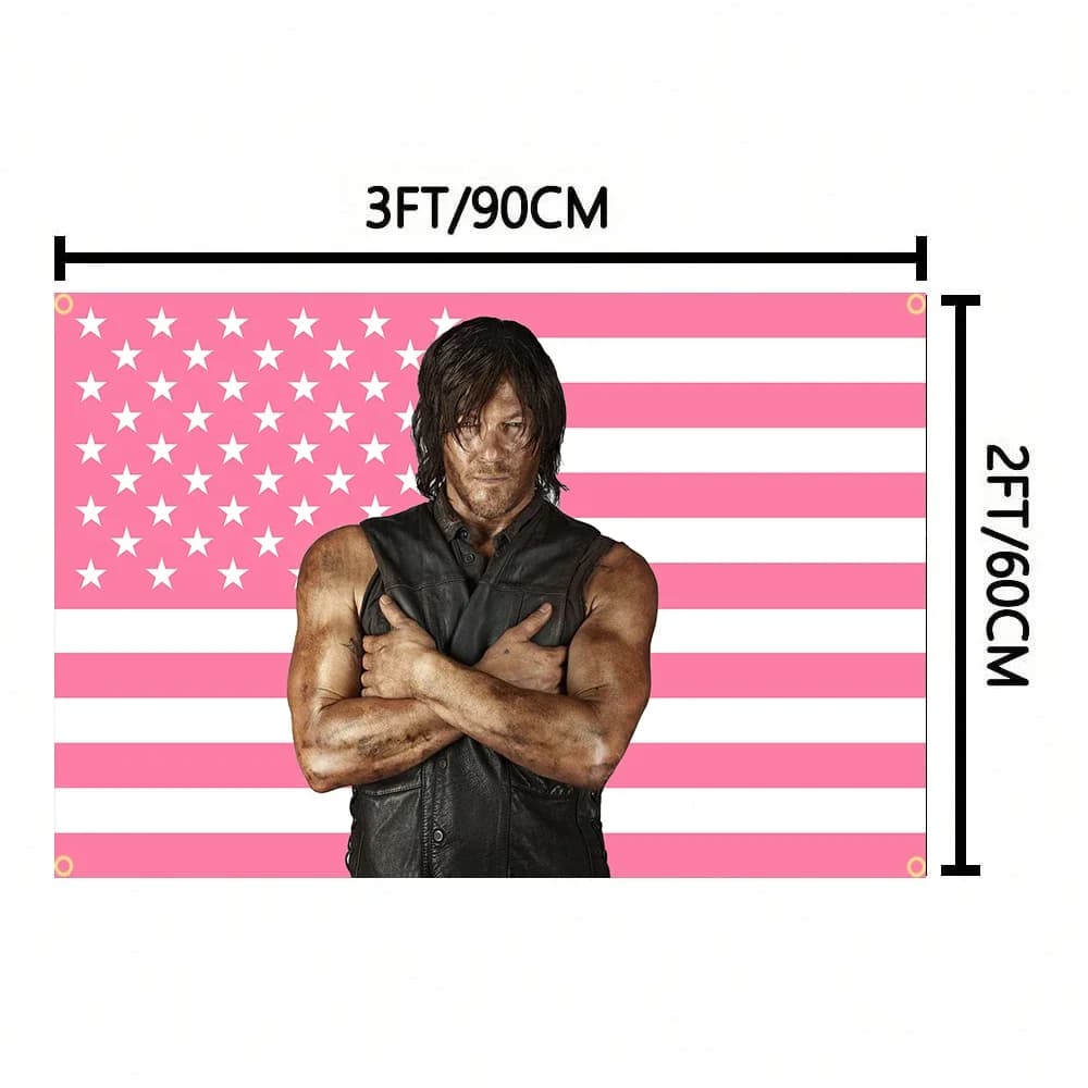 3X5FT Norman Reeduss Flag Daryl Dixo Flag Pink American Flag The Walking Dead Poster Wall Hanging Tapestry  Boho Decor - 2