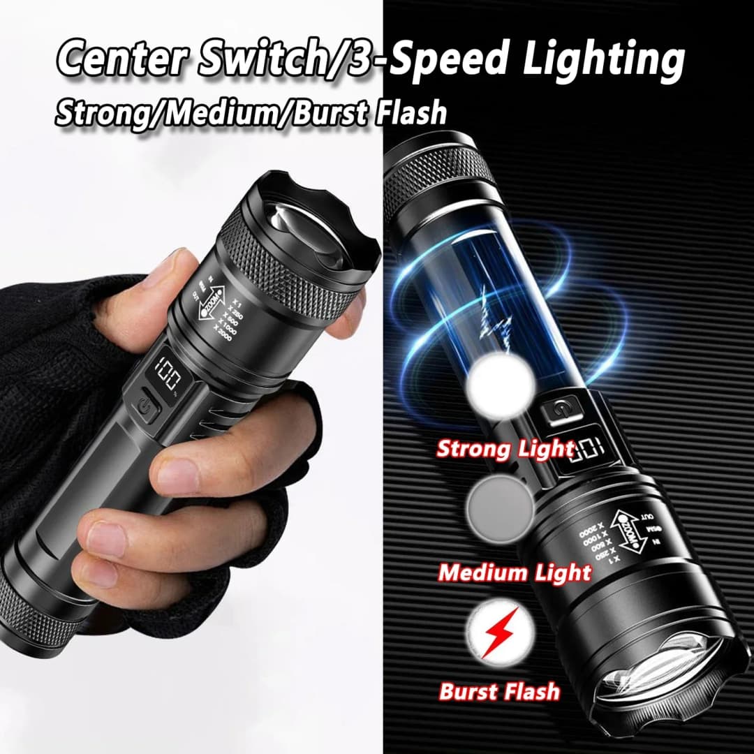 2000LM كشاف LED فائق السطوع P50 كشاف طوارئ تكتيكي EDC زووم تلسكوبي يدوي مع بطارية 14500/18650 - 4