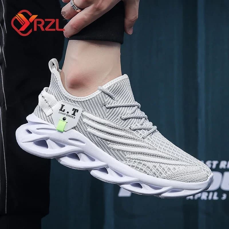 أحذية جري رياضية للرجال من YRZL، أحذية سنيكرز كاجوال للخارج، شبكة تنفس، أحذية تنس سوداء لامتصاص الصدمات للنساء - 4