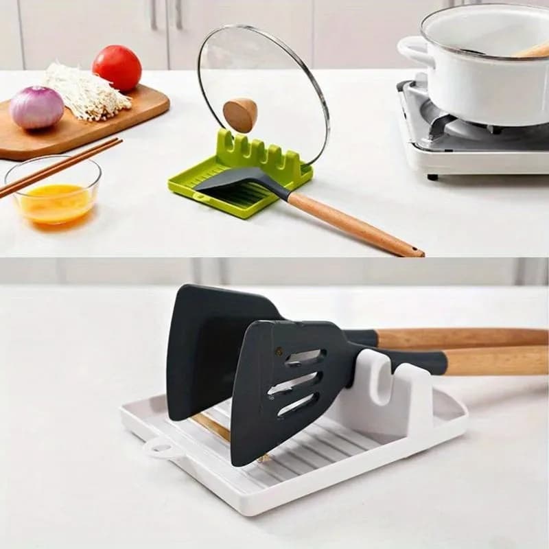 1pc Kitchen Spoon Holders Fork Spatula Rack Shelf Organizer Plastic Spoon Rest Chopsticks Holder Non-slip Spoons Pad Kitchen Ute - 3