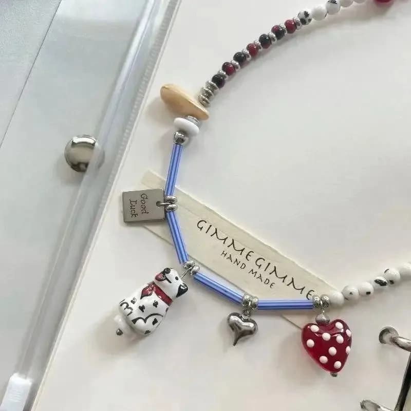 Black and White Beaded Dalmatian Puppy Cute Personalized 2025 Pendant Necklace for Women Girl Fashion Lovely Gift Jewelry - 4