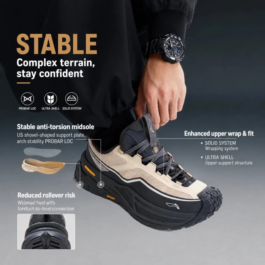 أحذية المشي لمسافات طويلة Li-Ning AXC RUSH 2 للجنسين مع توسيد BOOM خفيف الوزن ومرن وثابت، أحذية رياضية مقاومة للانزلاق AHTW003 - 2