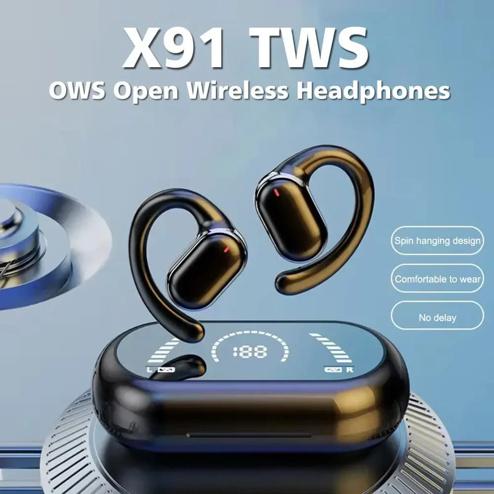 سماعات أذن X91 OWS مع خطاف أذن بلوتوث 5.3 زمن وصول منخفض سماعة رأس رياضية للألعاب ستيريو HiFi سماعات أذن لتقليل الضوضاء - 2