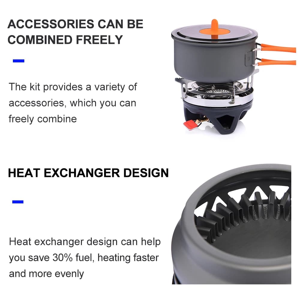 Widesea Camping Cooking System with Heat Exchanger Outdoor Gas Burner Stove Tourist Pot Set Cup Tableware Cookware Tourism Hike - 6
