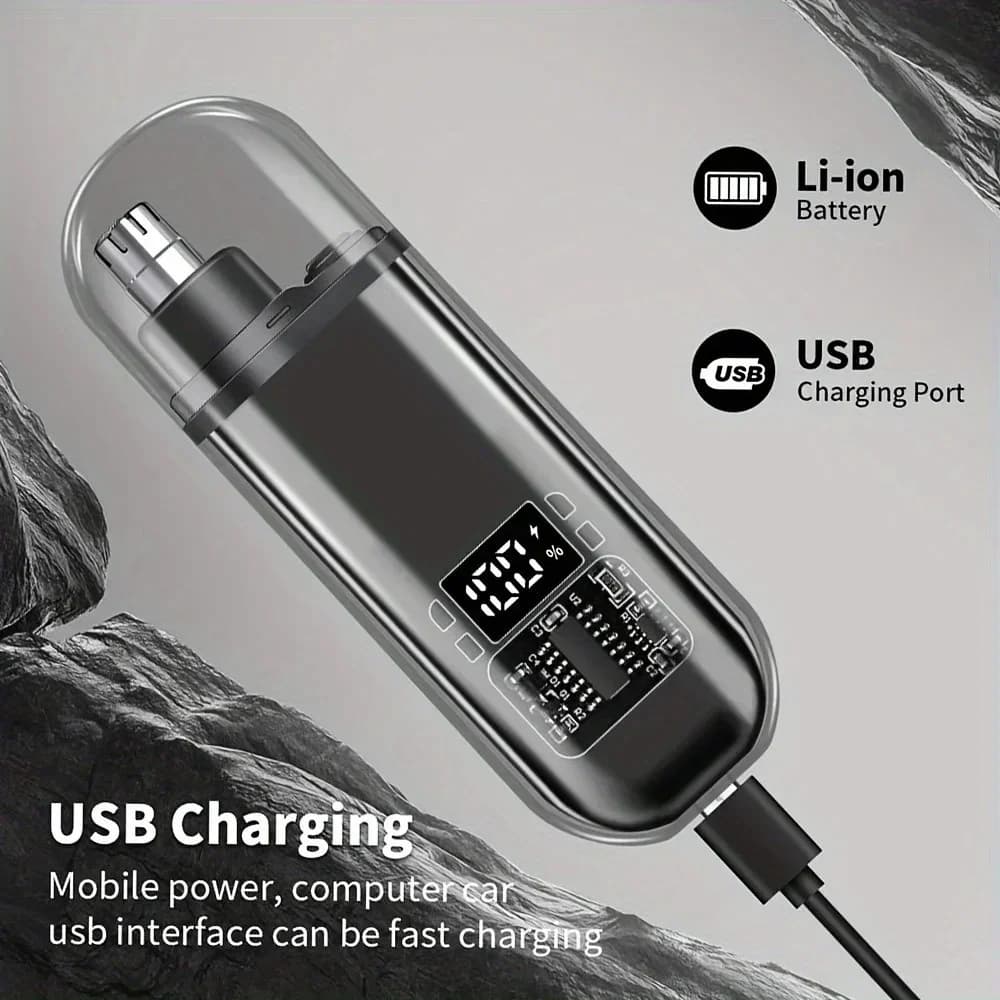 ماكينة تشذيب شعر الأنف والأذن للرجال، قابلة لإعادة الشحن عبر USB، استخدام جاف ورطب - 5