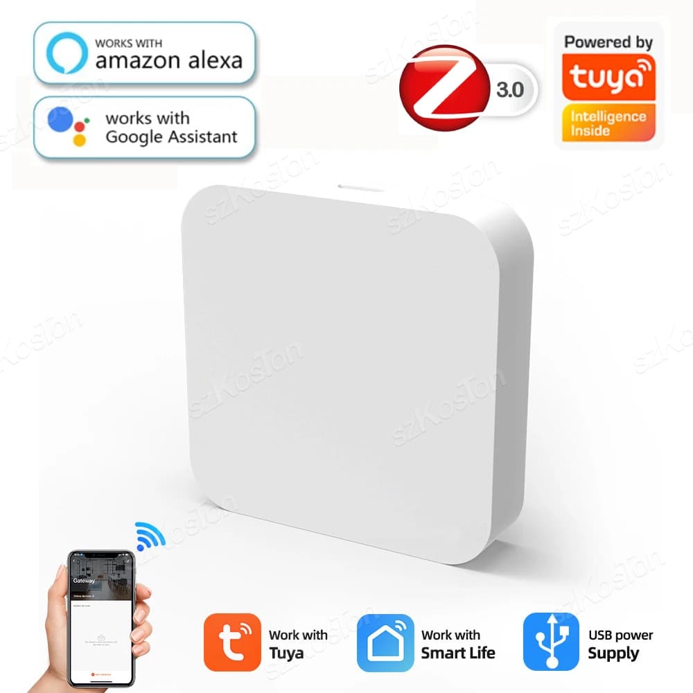 جهاز أتمتة منزلية ذكية Tuya Smart Life تطبيق Zigbee 3.0 مركز بوابة جسر لاسلكي بتحكم عن بعد يعمل مع Alexa وGoogle