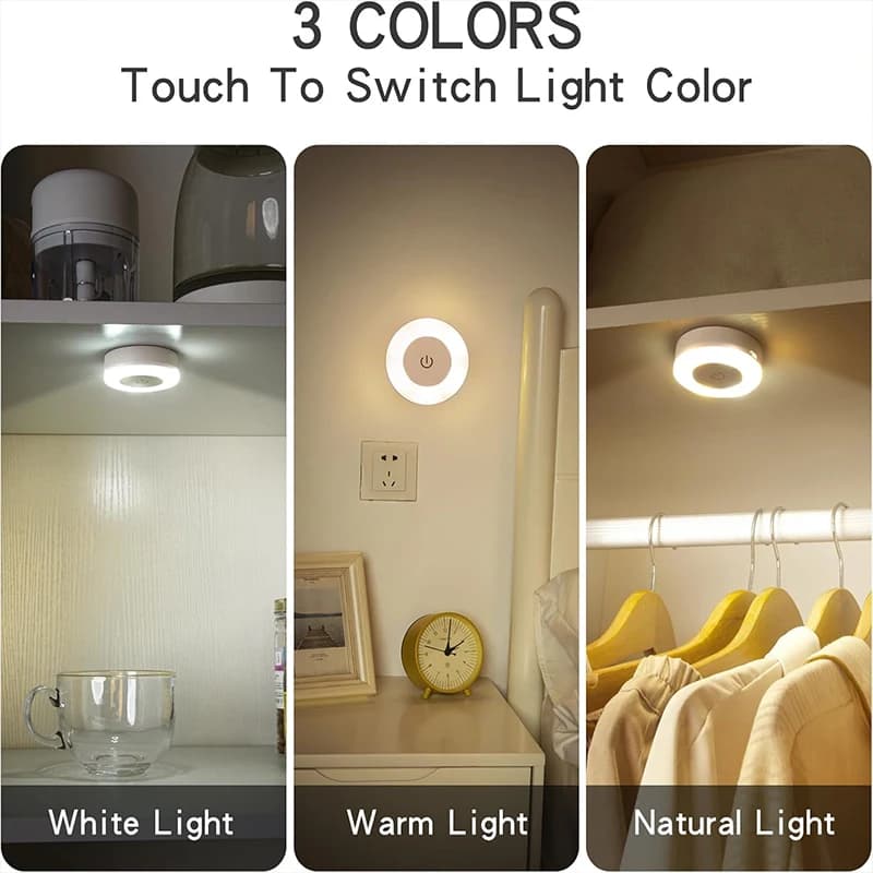 1-6 قطعة توفير الطاقة LED أضواء ليلية اللمس الاستشعار 3 اللون عكس الضوء الجدار ليلة مصباح USB قابلة للشحن غرفة المغناطيسي الممر غرفة نوم - 5
