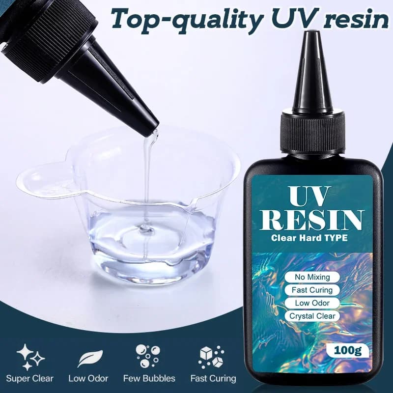 مجموعة راتنج UV مع إضاءة محدثة من النوع الصلب وشفافة تماماً لعلاج الأشعة فوق البنفسجية لصنع قوالب المجوهرات يدوياً - 3