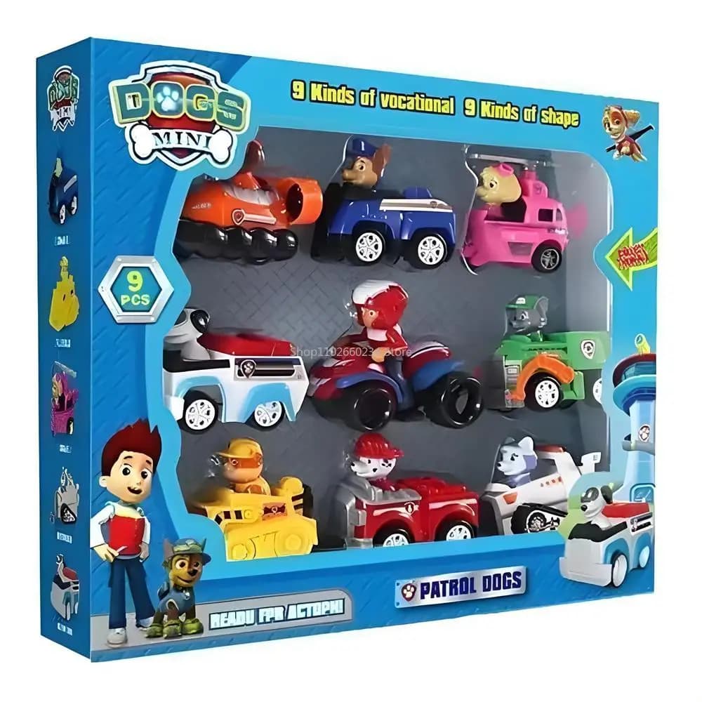 مجموعة سيارات Paw Patrol القابلة للسحب - شخصيات تشيس وسكاي ومارشال وروبل - هدية عيد ميلاد - 3