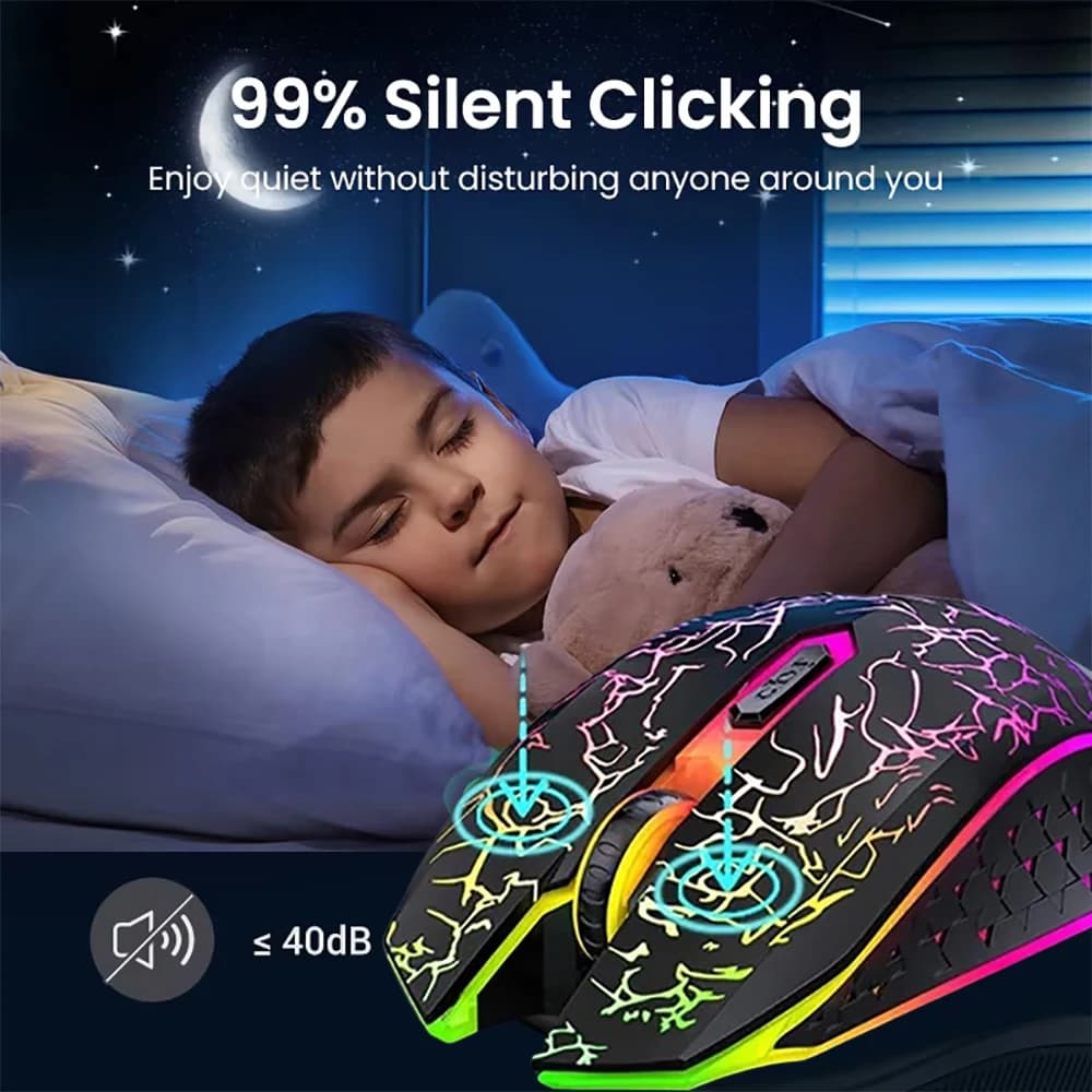 ماوس لاسلكي بلوتوث 5.2 ماوس ألعاب RGB ماوس صامت ماوس قابل لإعادة الشحن 800-1200-1600 DPI ماوس للكمبيوتر المحمول ماك بوك - 5