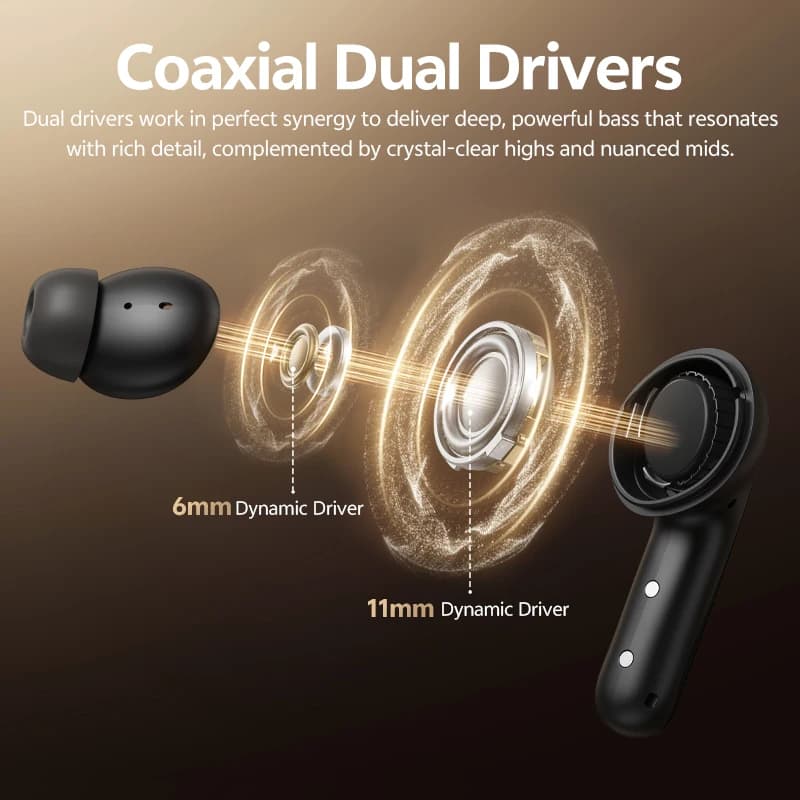 سماعات QCY MeloBuds N60 HT19 بلوتوث 6.0 لاسلكية مع تعزيز الجهير LDAC صوت عالي الدقة -56dB إلغاء ضوضاء هجين 45 ساعة IPX5 - 2