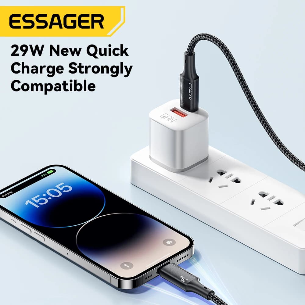Essager USB C Cable For IPhone 14 13 12 11 pro Max Xs Plus 29W Fast Charging Cable Type C To Lighting Date Wire For ipad Macbook - 3