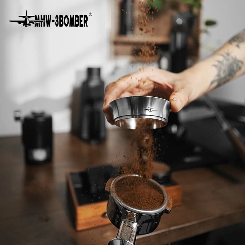 MHW-3BOMBER Espresso Coffee Dosing Funnel Compatible 51/53/54/58mm Portafilter Stainless Steel Coffee Dosing Ring Barista Tools - 3