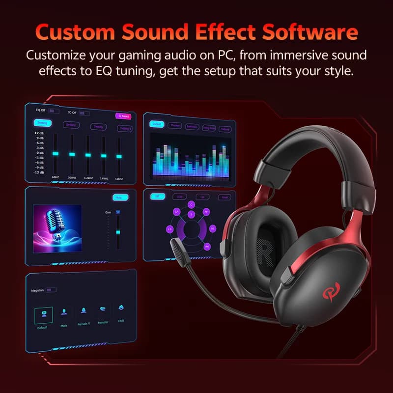 سماعات رأس QCY VN200 Pro H7GM للألعاب USB صوت محيطي 7.1 تحكم في مستوى الصوت سلكية متعددة المنصات للكمبيوتر الألعاب الأفلام - 2