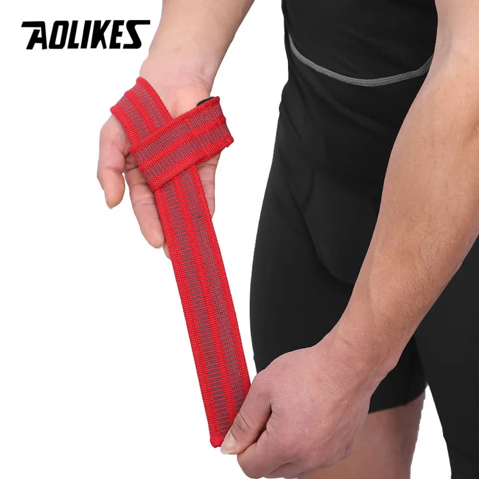 AOLIKES-أشرطة اللياقة البدنية القابلة للتعديل من السيليكون المضادة للانزلاق ، قطن تدريب الدمبلز ، رفع الأثقال ، دعم المعصم ، دعامة ، زوج واحد - 5